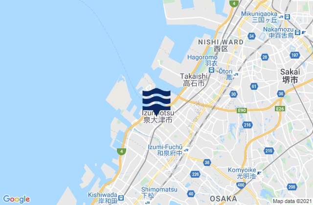 Mappa delle maree di Izumiōtsu Shi, Japan