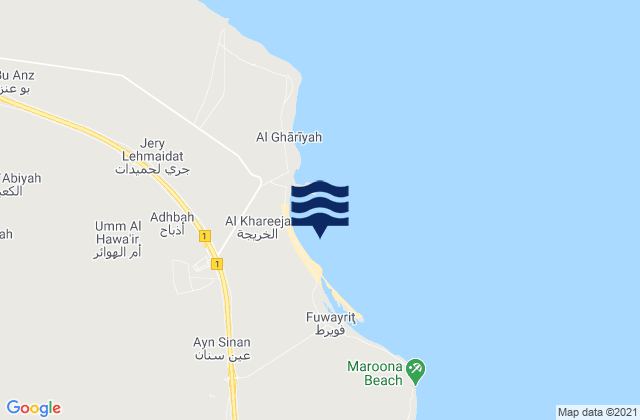 Mappa delle maree di Jabal Fuwaira, Saudi Arabia