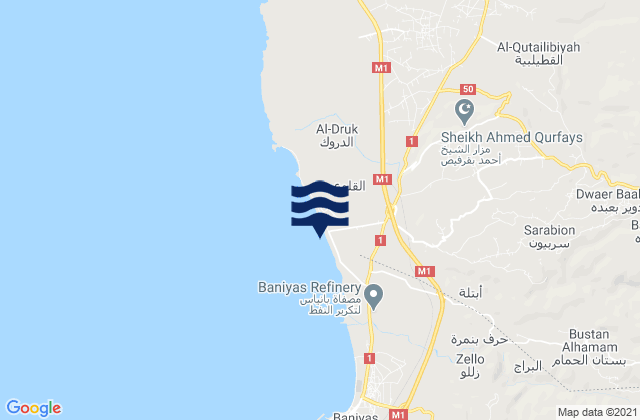Mappa delle maree di Jableh District, Syria