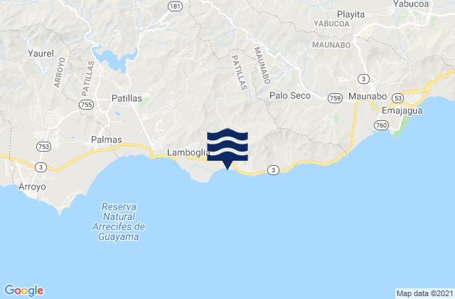 Mappa delle maree di Jacaboa Barrio, Puerto Rico