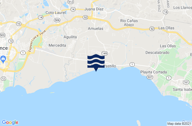 Mappa delle maree di Jacaguas Barrio, Puerto Rico
