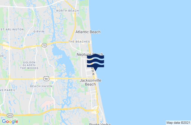 Mappa delle maree di Jacksonville Beach, United States