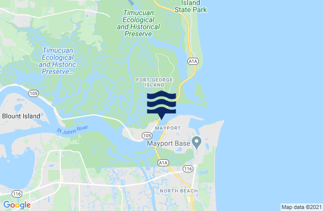 Mappa delle maree di Jacksonville off Washington St, United States
