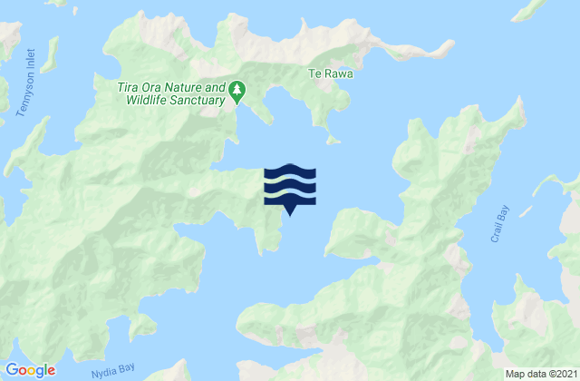 Mappa delle maree di Jacobs Bay, New Zealand