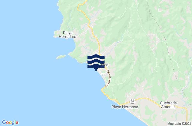 Mappa delle maree di Jacó, Costa Rica