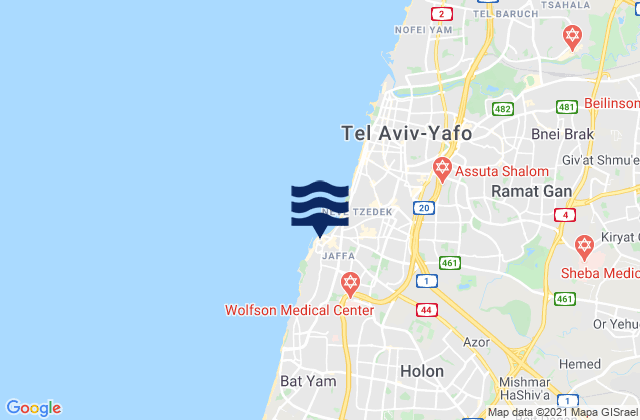Mappa delle maree di Jaffa, Israel