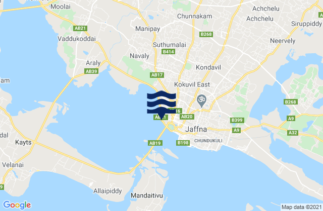 Mappa delle maree di Jaffna, Sri Lanka