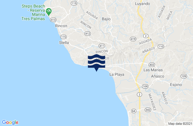 Mappa delle maree di Jagüey Barrio, Puerto Rico