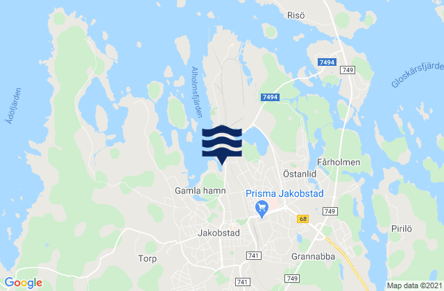 Mappa delle maree di Jakobstad, Finland