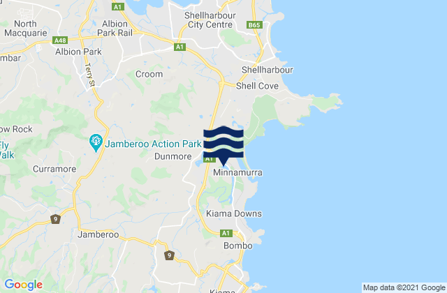 Mappa delle maree di Jamberoo, Australia