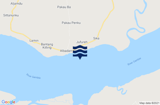 Mappa delle maree di James Island, Gambia
