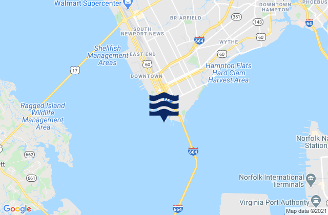 Mappa delle maree di James River Entrance, United States