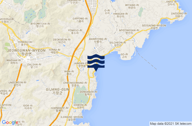 Mappa delle maree di Jangan, South Korea