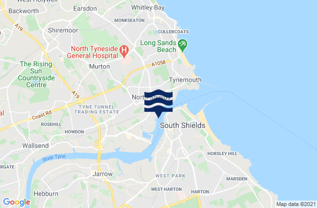 Mappa delle maree di Jarrow, United Kingdom