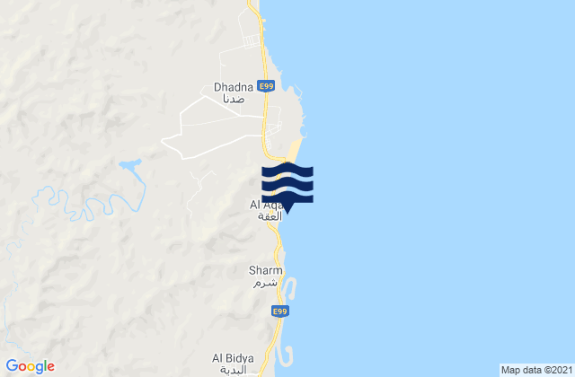 Mappa delle maree di Jazīrat al Ghubbah, United Arab Emirates