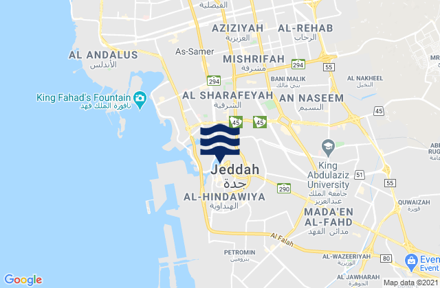 Mappa delle maree di Jeddah, Saudi Arabia