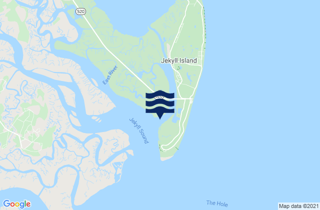 Mappa delle maree di Jekyll Creek south entrance, United States