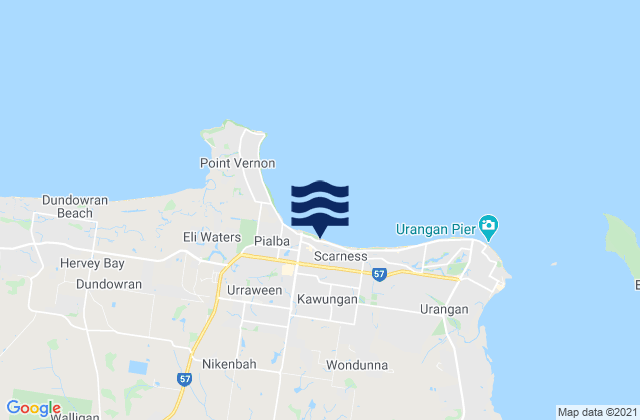 Mappa delle maree di Jensen Bay, Australia