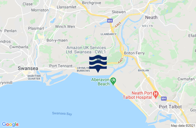 Mappa delle maree di Jersey Marine Beach, United Kingdom