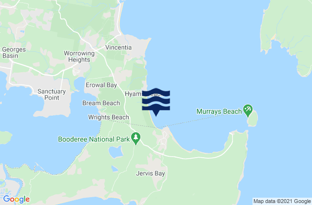 Mappa delle maree di Jervis Bay, Australia