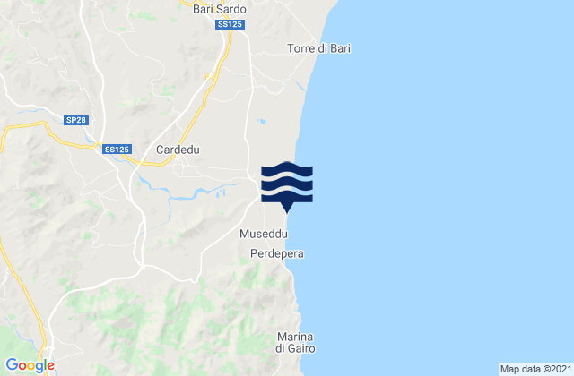 Mappa delle maree di Jerzu, Italy