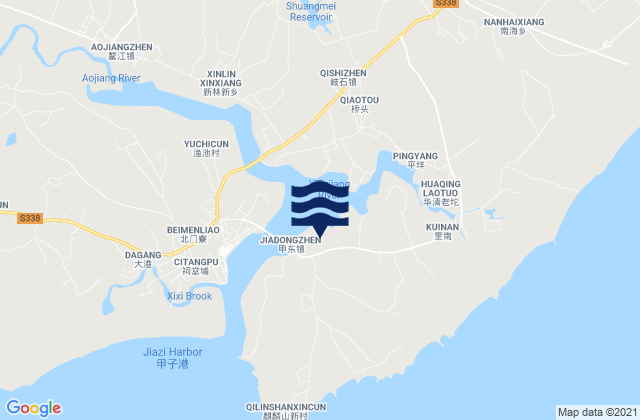 Mappa delle maree di Jiadong, China
