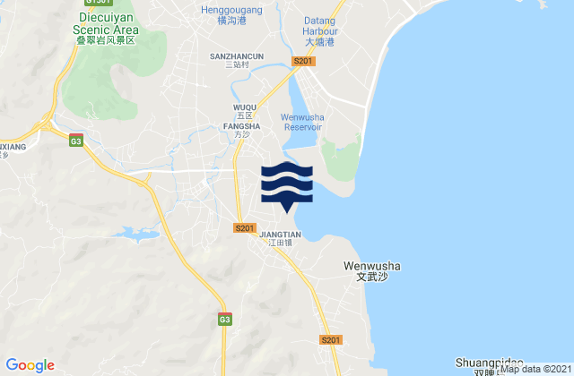 Mappa delle maree di Jiangtian, China