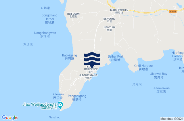 Mappa delle maree di Jiaoweixiang, China