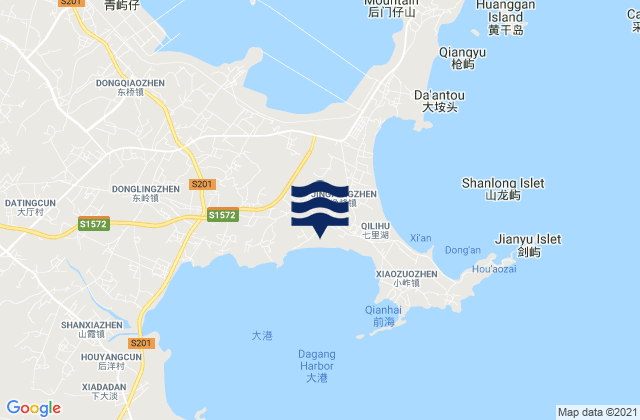 Mappa delle maree di Jingfeng, China