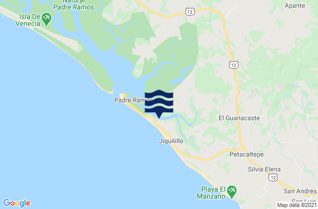 Mappa delle maree di Jiquilillo, Nicaragua