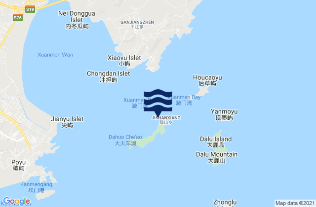 Mappa delle maree di Jishan, China