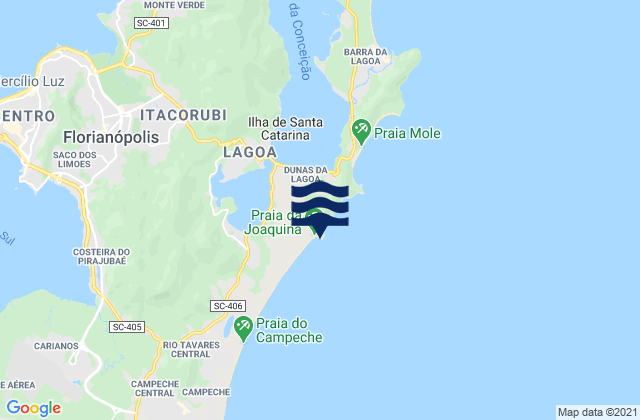 Mappa delle maree di Joaquina Beach, Brazil