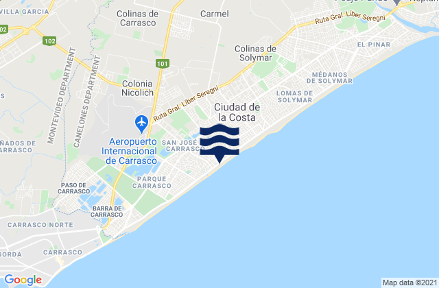 Mappa delle maree di Joaquín Suárez, Uruguay