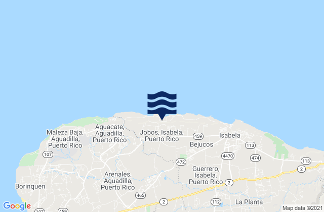 Mappa delle maree di Jobos Barrio, Puerto Rico
