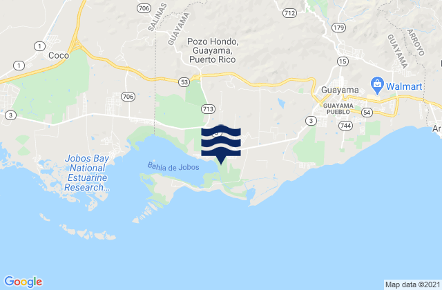 Mappa delle maree di Jobos, Puerto Rico