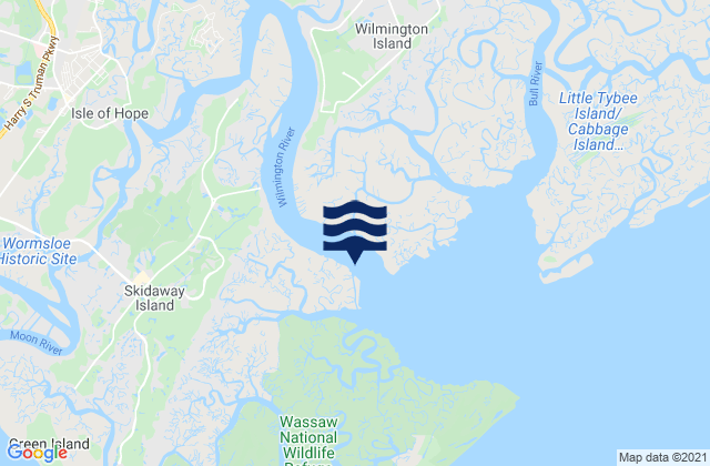 Mappa delle maree di Joes Cut Wilmington River, United States