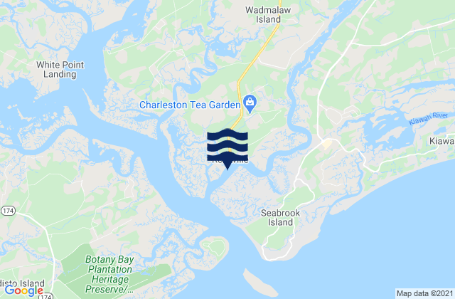 Mappa delle maree di Johns Island Church Creek, United States