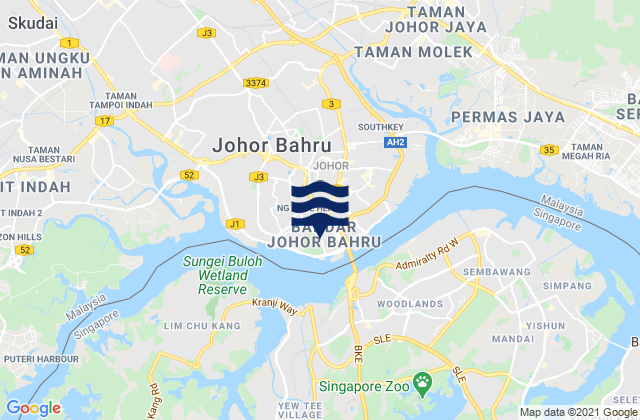 Mappa delle maree di Johor Bahru, Malaysia