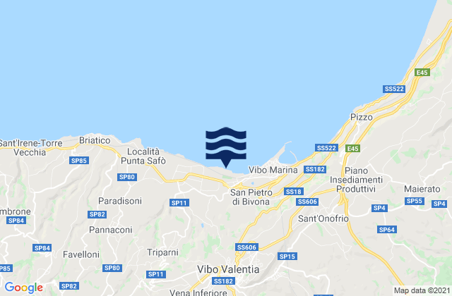 Mappa delle maree di Jonadi, Italy