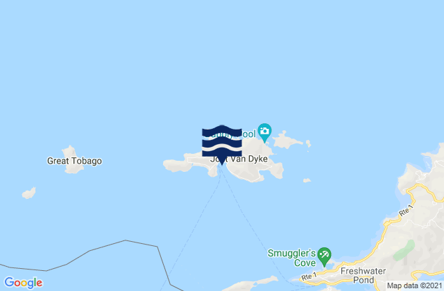 Mappa delle maree di Jost Van Dyke Island, British Virgin Islands