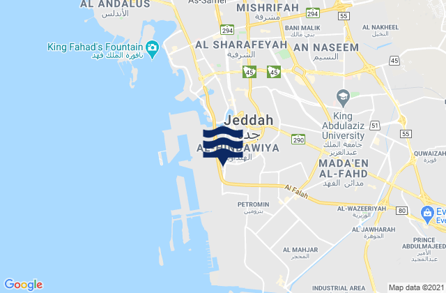 Mappa delle maree di Juddah, Saudi Arabia