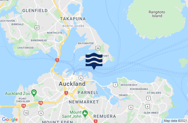 Mappa delle maree di Judges Bay, New Zealand