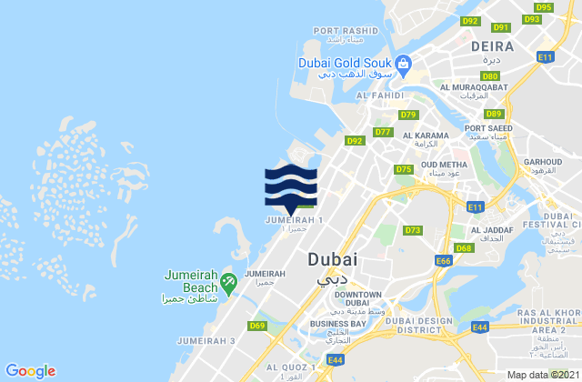 Mappa delle maree di Jumeirah Beach, United Arab Emirates
