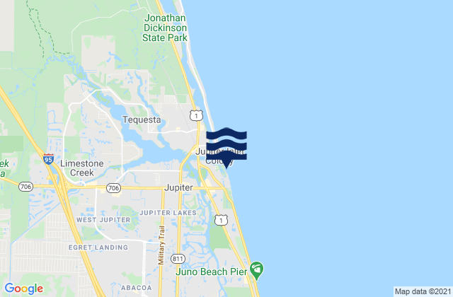 Mappa delle maree di Jupiter Beach, United States