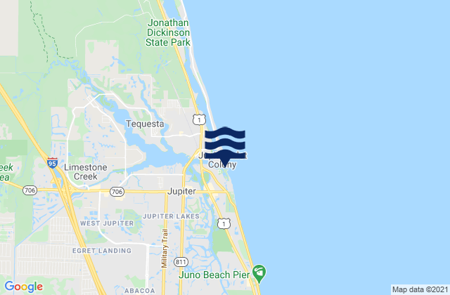 Mappa delle maree di Jupiter Inlet South Jetty, United States