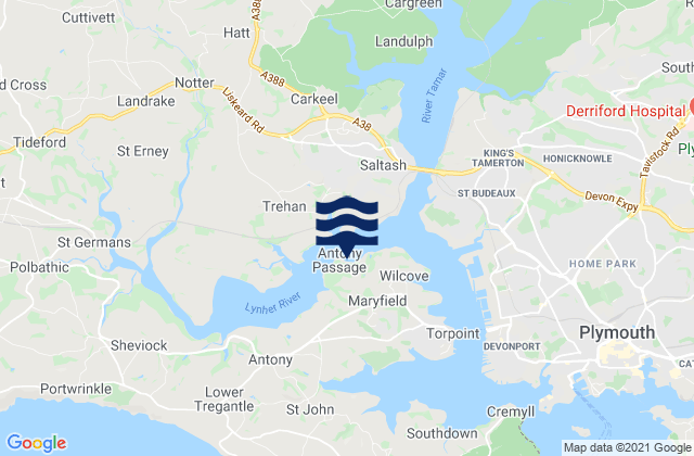 Mappa delle maree di Jupiter Point, United Kingdom
