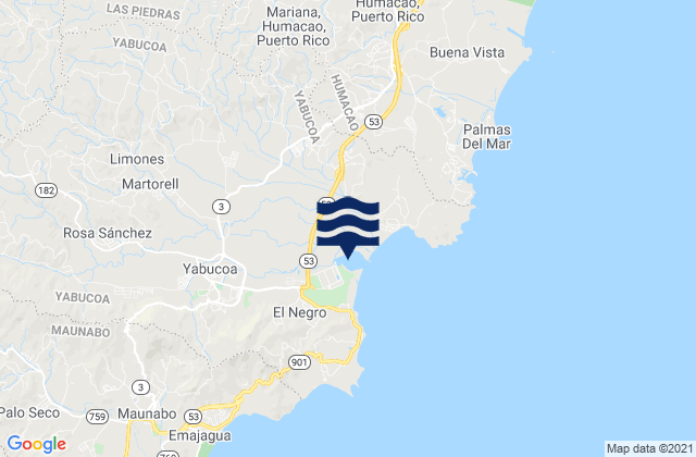 Mappa delle maree di Jácanas Barrio, Puerto Rico