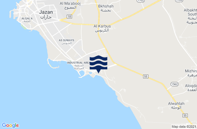 Mappa delle maree di Jāzān, Saudi Arabia
