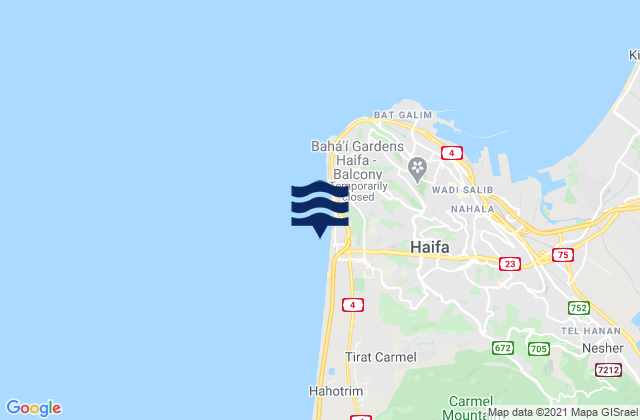 Mappa delle maree di Kadarim or Dado beach (Haifa), Palestinian Territory