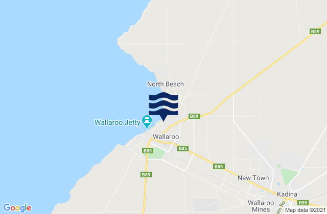 Mappa delle maree di Kadina, Australia